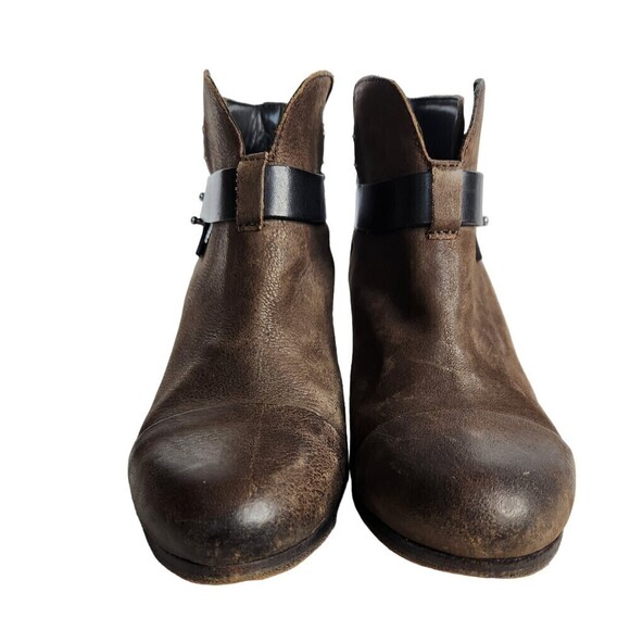 Rag & Bone Harrow Taupe Waxed Suede Stacked Heel Ankle Boot Booties, 38.5(8.5) - Picture 4 of 13